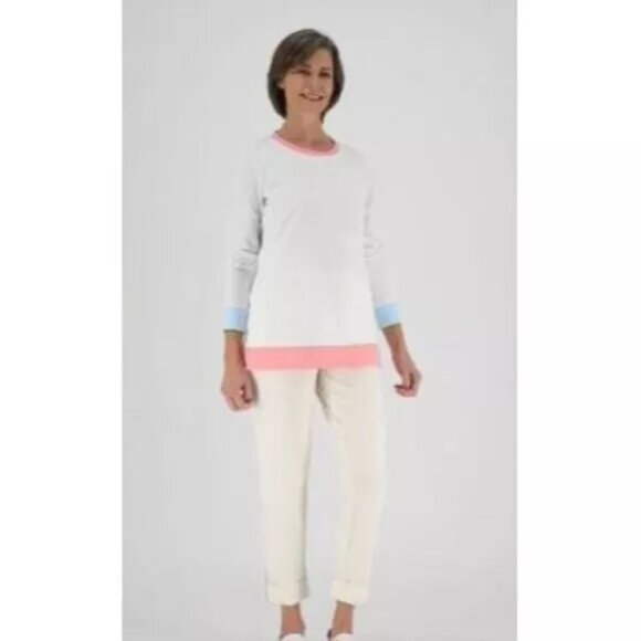 Sport Savvy Women's XS French Terry Colorblock Sweatshirt Tunic White A472267 - Picture 2 of 6